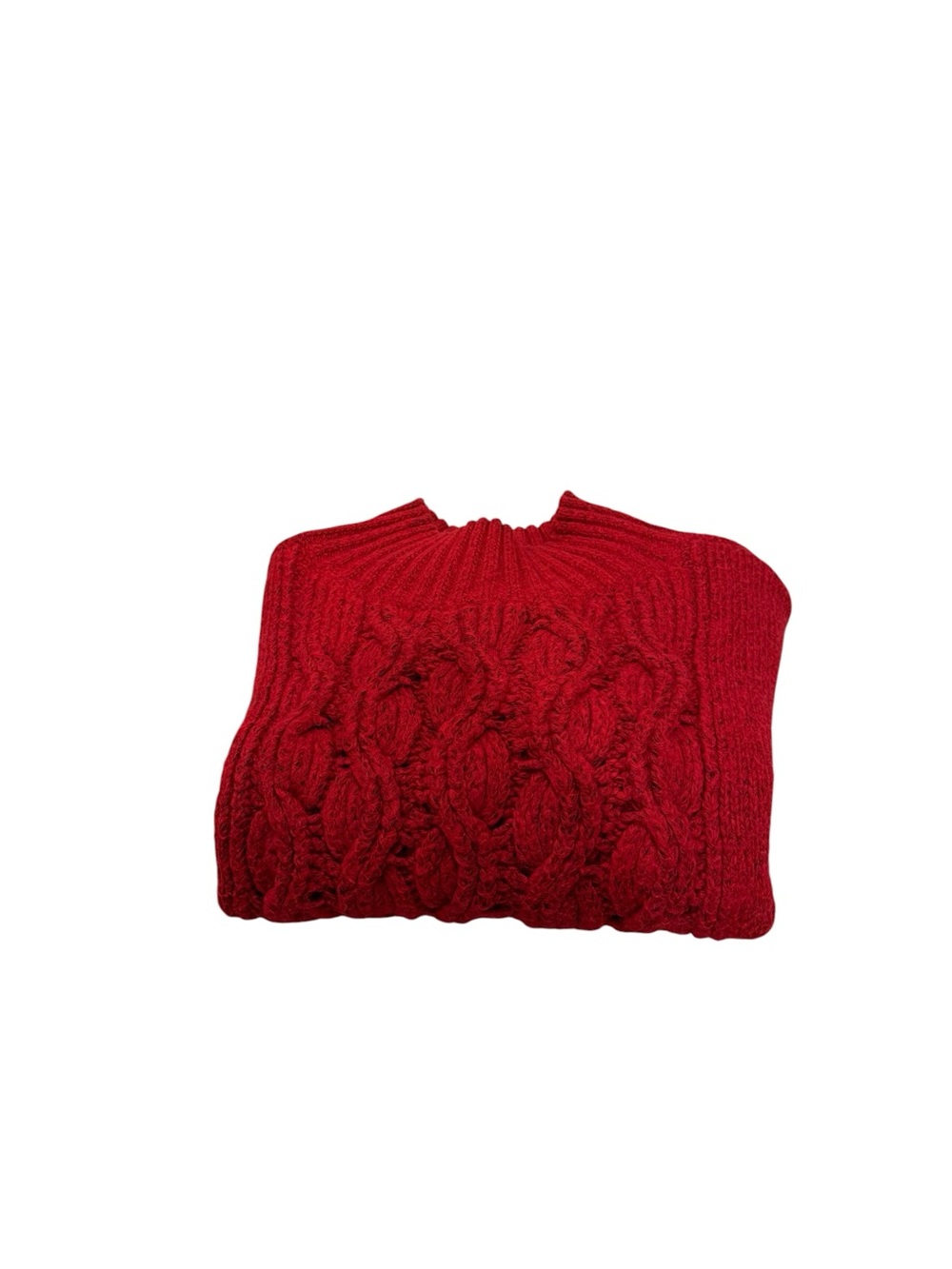 White House Black Market Outlet Red Cable-Knit Mock Neck Sweater - Picture 8 of 8